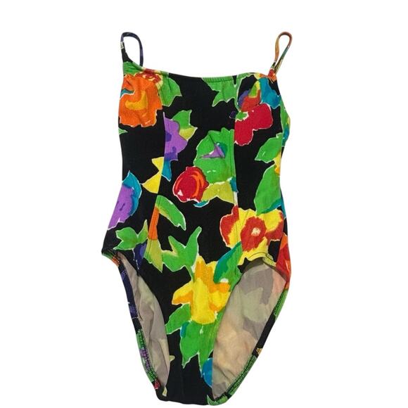 VINTAGE 80’s Floral Swimsuit by Cole of California Size 4/6 - Picture 1 of 11